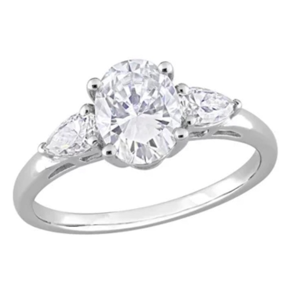 moissanite Jewelry - QVC Moissanite 1.45ct  3 stone silver ring size 7